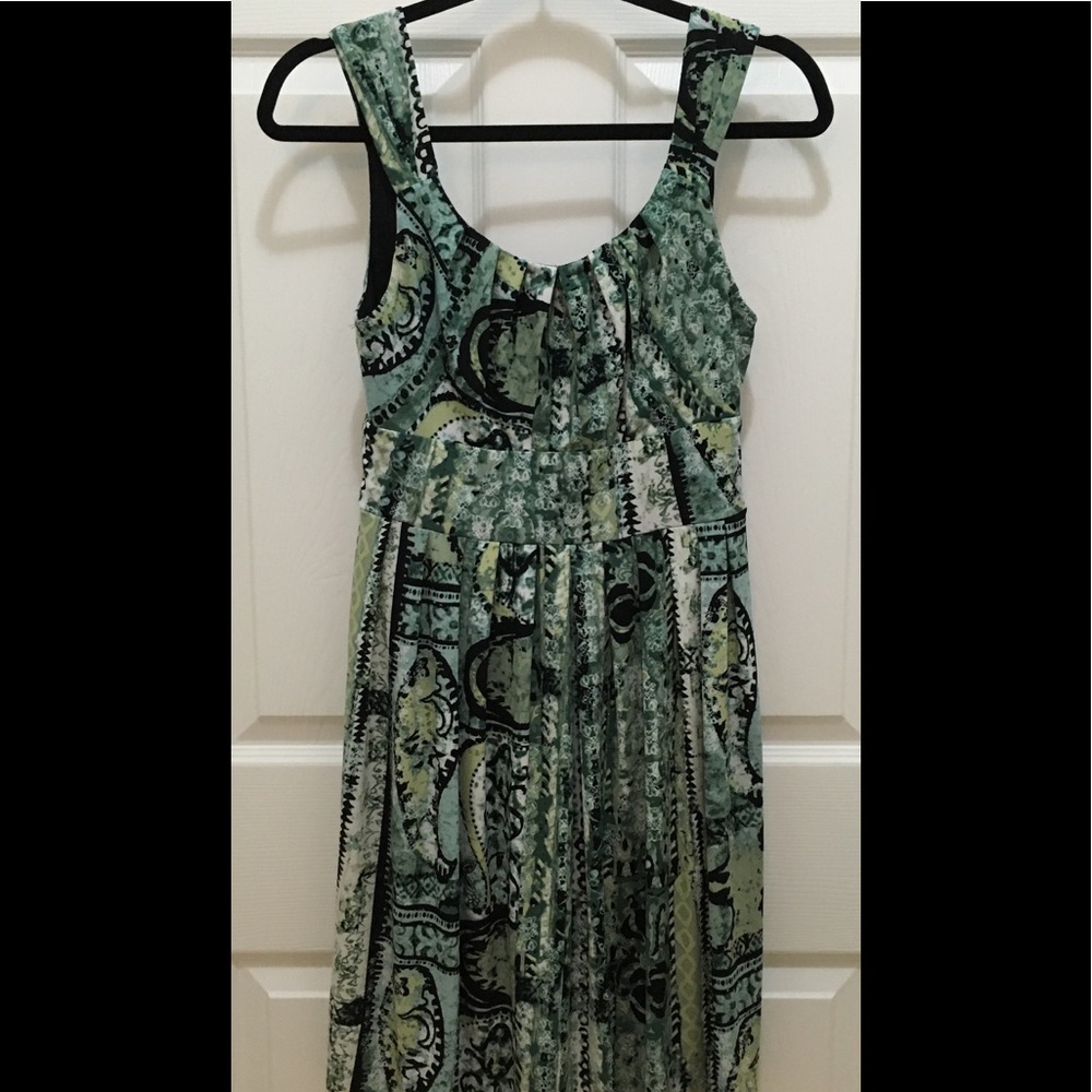 Dress Barn Green Abstract Floral & Moon Dress (4)